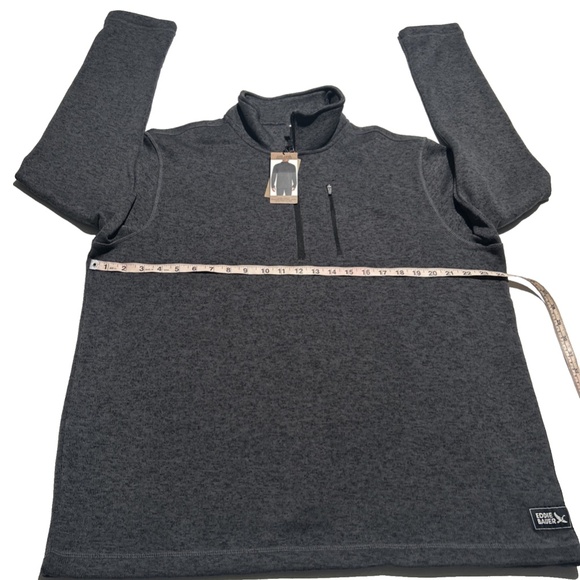 NWT Eddie Bauer Men's Pullover Size XL Gray 1/4 Zip Pocket Sweater Fleece - Picture 4 of 9